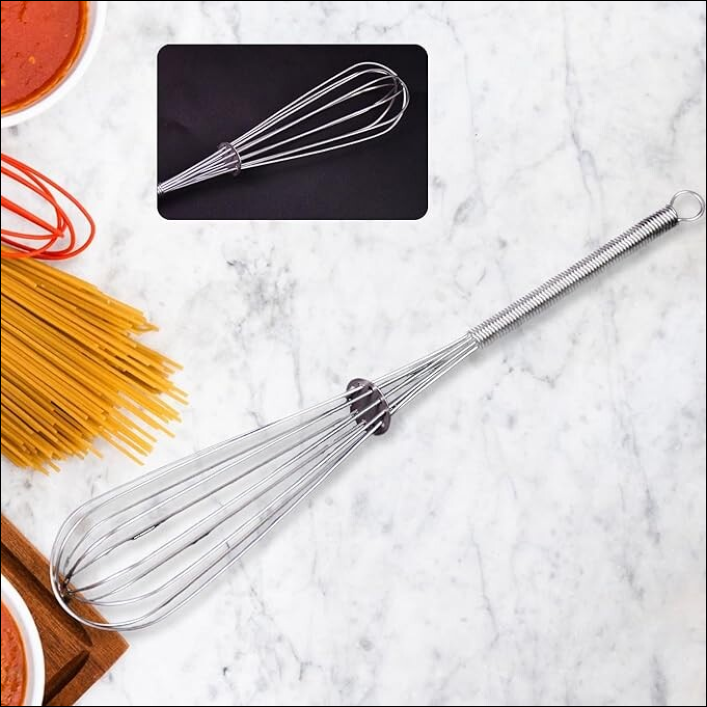 Stainless Steel Manual Milk Frother / Egg Whisk / Free Egg Separator (1 Pc) - Superior eMart