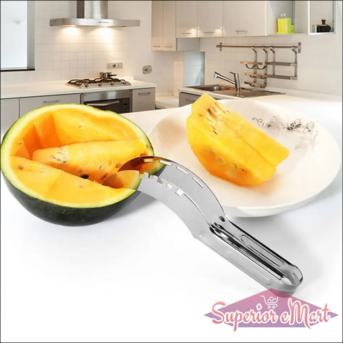 Stainless Steel Watermelon Cantaloupe Slicer Knife Corer Fruit Vegetable Tools Kitchen - Superior eMart