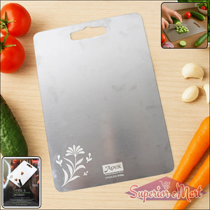 Apex stainless steel chopping board with floral design, perfect for slicing vegetables and fruits