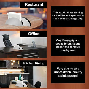 Stainless steel napkin holder with a modern design for restaurants, offices, and kitchen dining