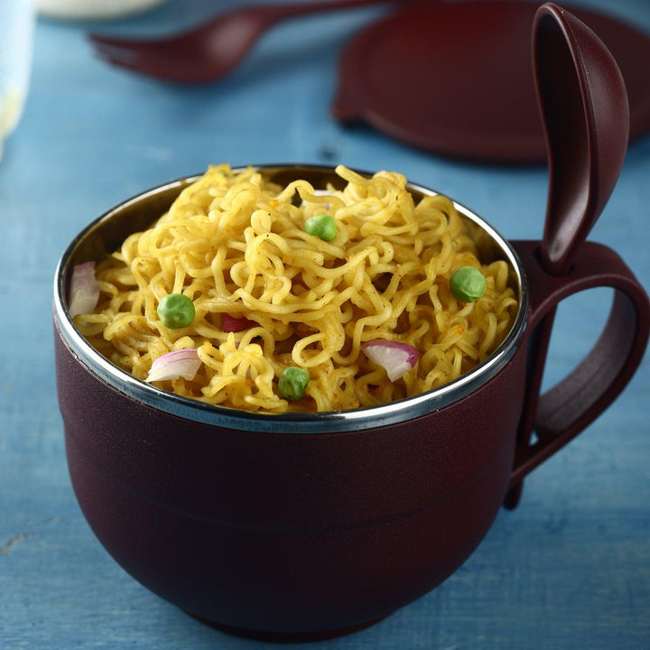 Superior eMart stainless steel noodles bowl set featuring a colorful bowl filled with noodles and vegetables