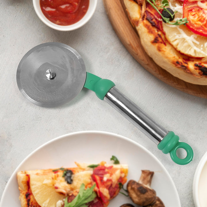 Superior eMart stainless steel pizza cutter with ergonomic handle for easy slicing of pizzas
