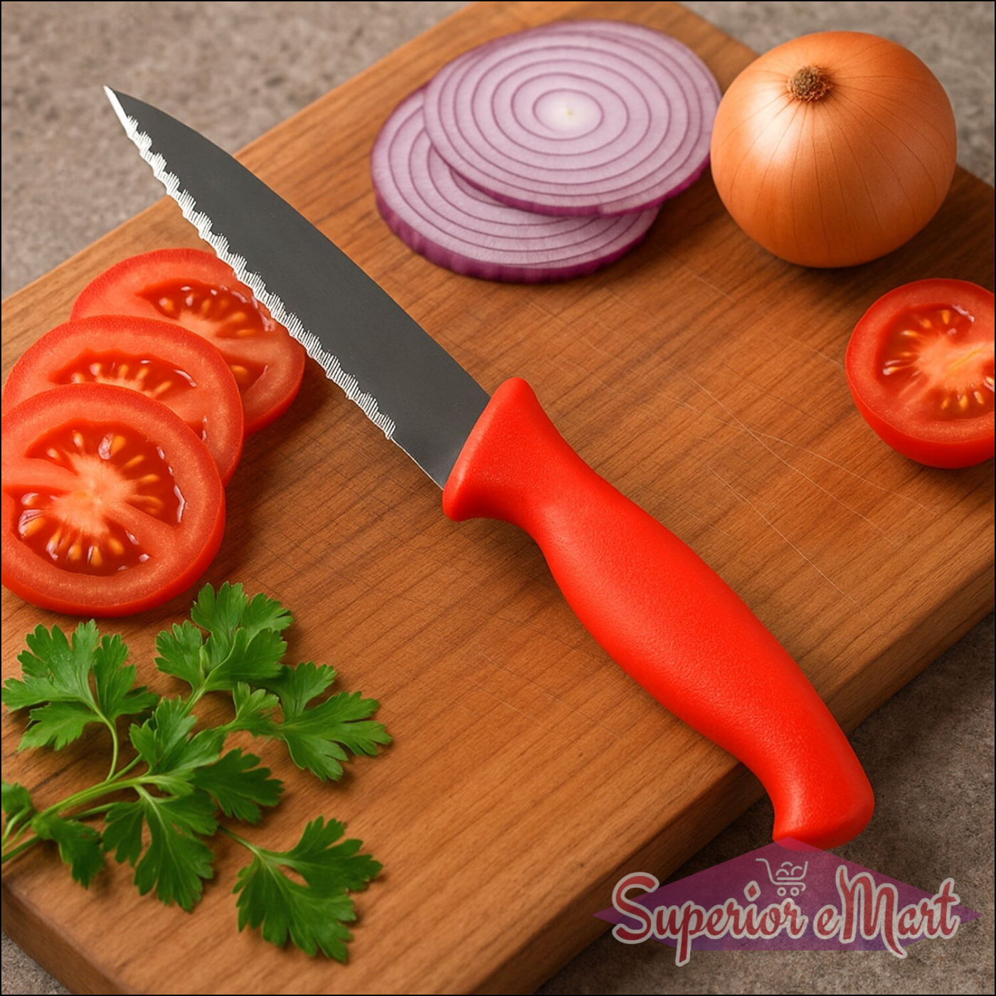 Stainless Steel Serrated Kitchen Knife (1 Pc) - Superior eMart