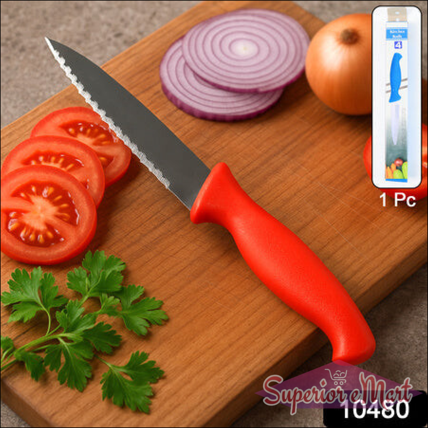 Stainless Steel Serrated Kitchen Knife (1 Pc) - Superior eMart