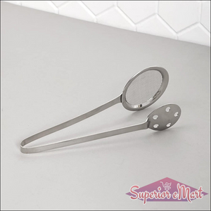 Superior eMart stainless steel skimmer tong for easy food handling and draining liquid