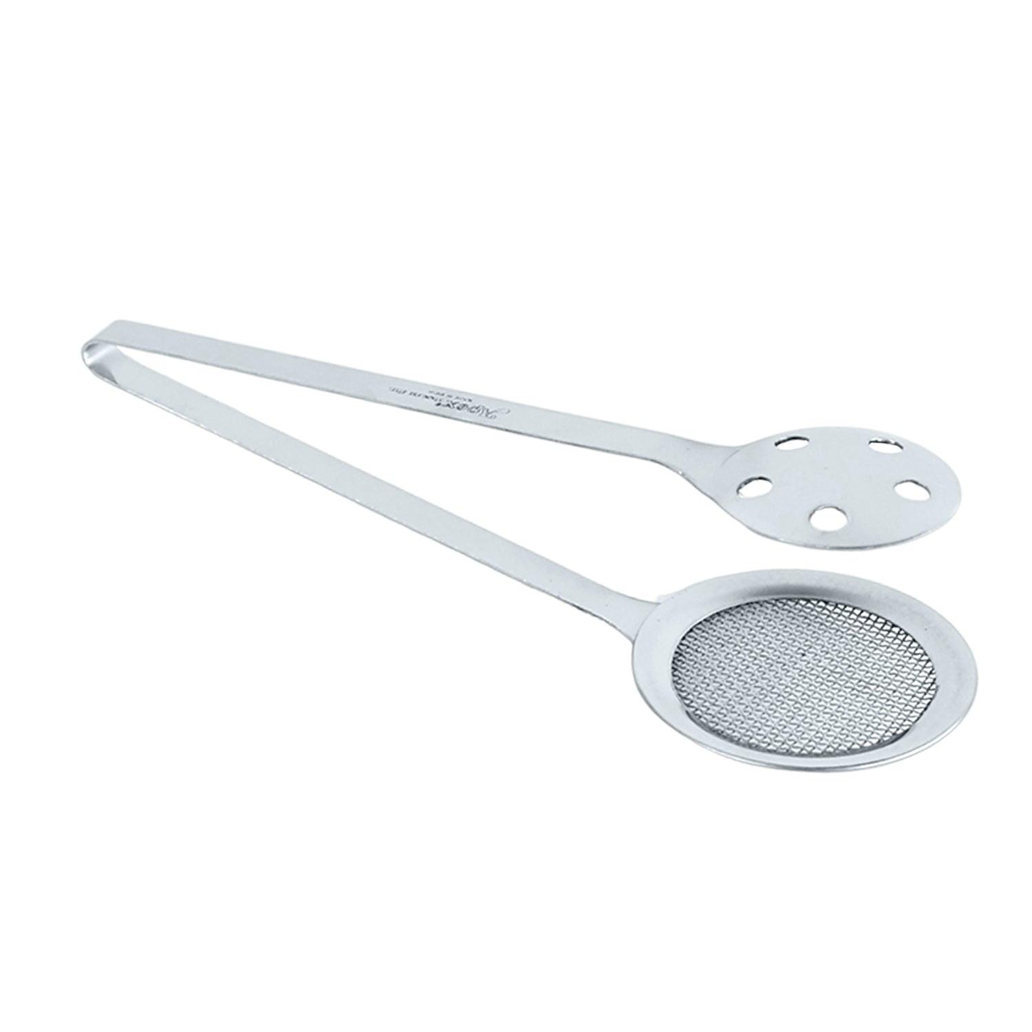 Superior eMart stainless steel skimmer tong for easy serving and draining of food