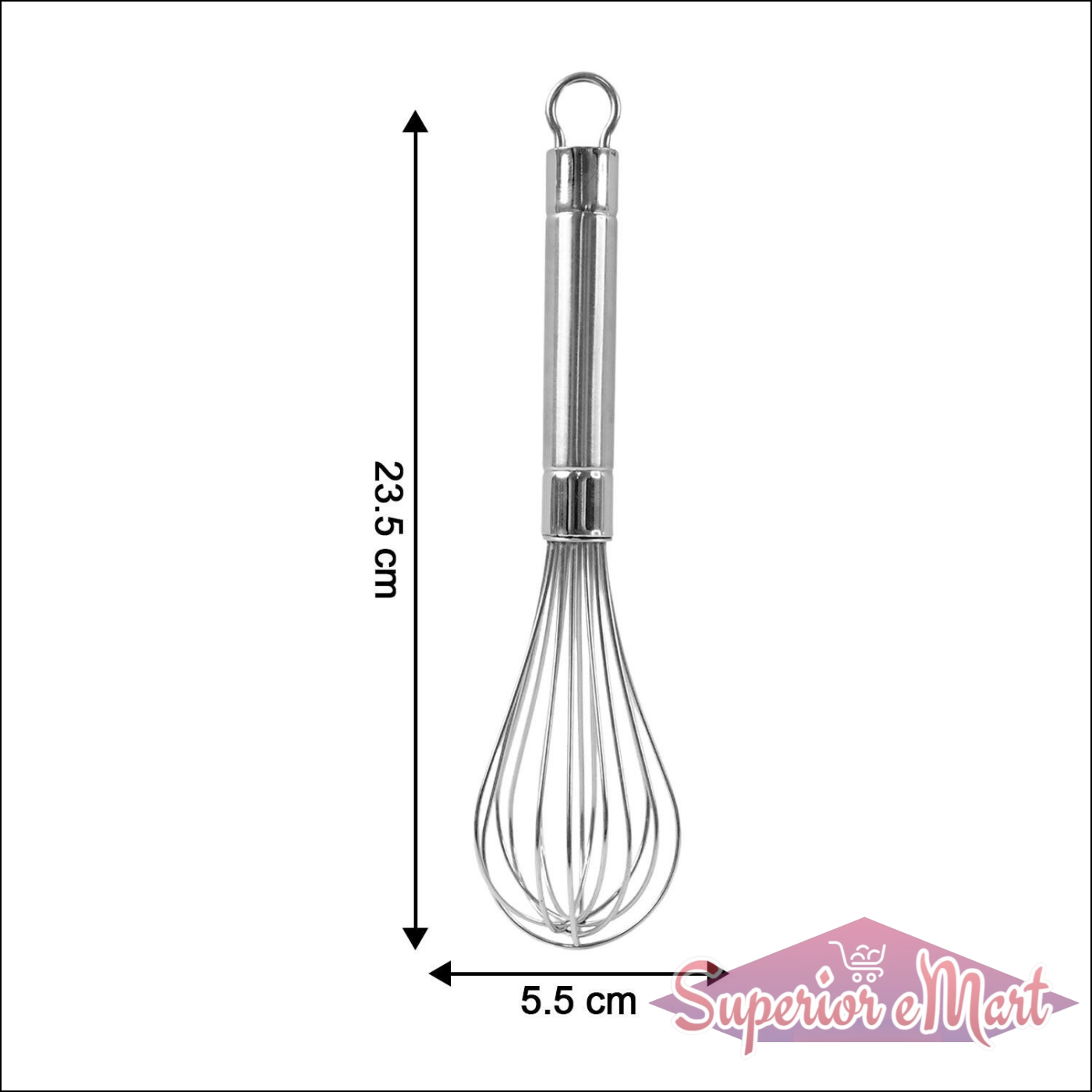 Superior eMart stainless steel hand whisk featuring a comfortable handle for efficient whisking