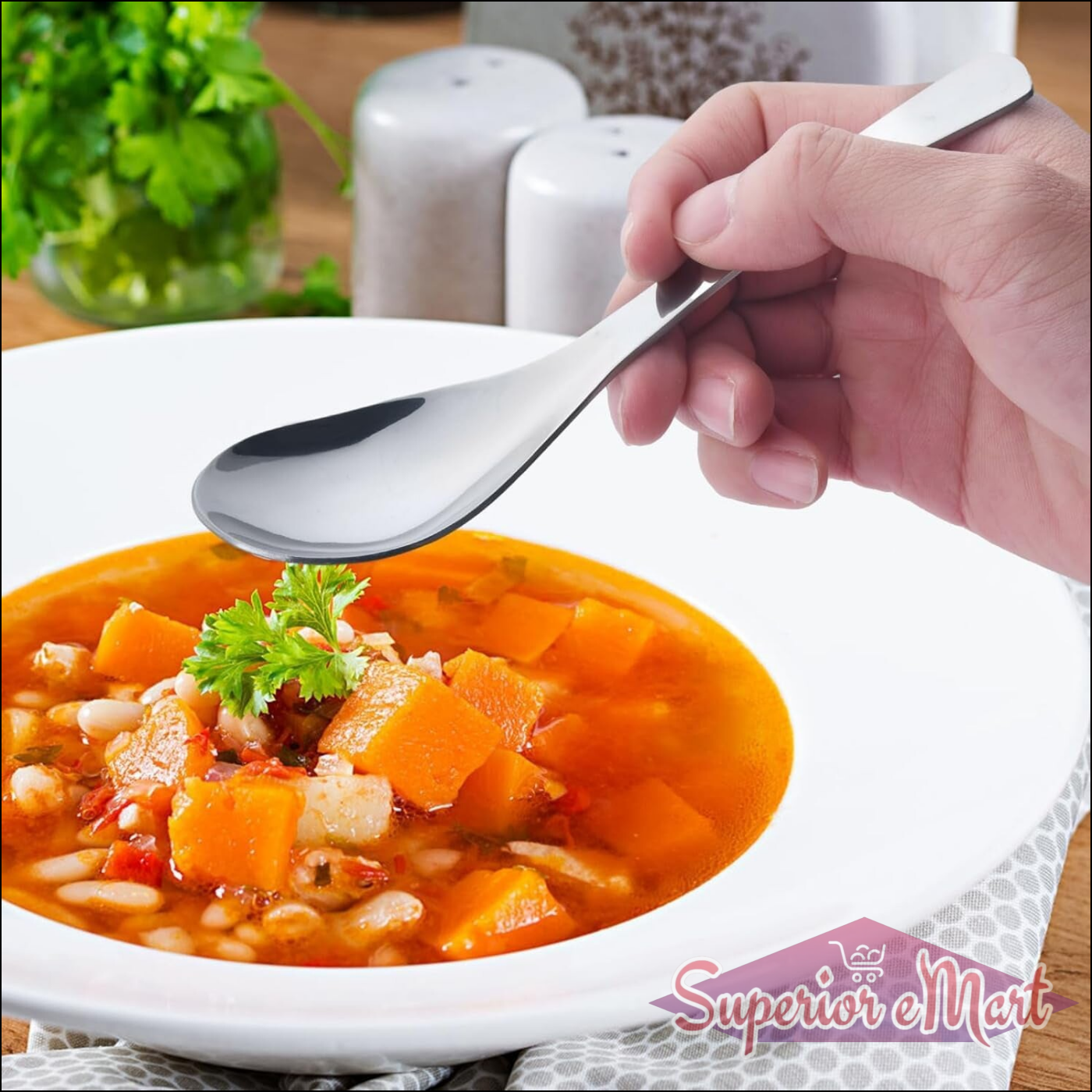 Stainless Steel Soup Spoon Set 6 Pieces - Superior eMart