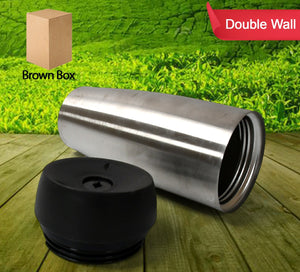 Double wall stainless steel travel coffee mug with a secure black lid for on-the-go beverages