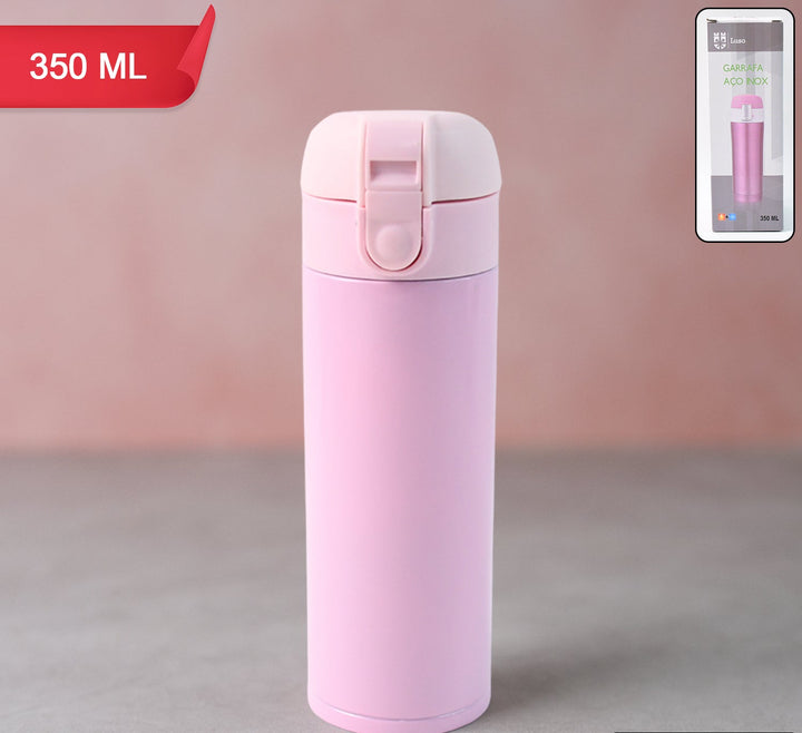 Superior eMart stainless steel vacuum bottle 350ml in pink color with a secure lid