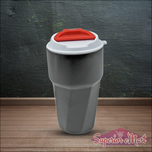 Superior eMart stainless steel travel mug with a sleek design and a red lid for on-the-go hydration