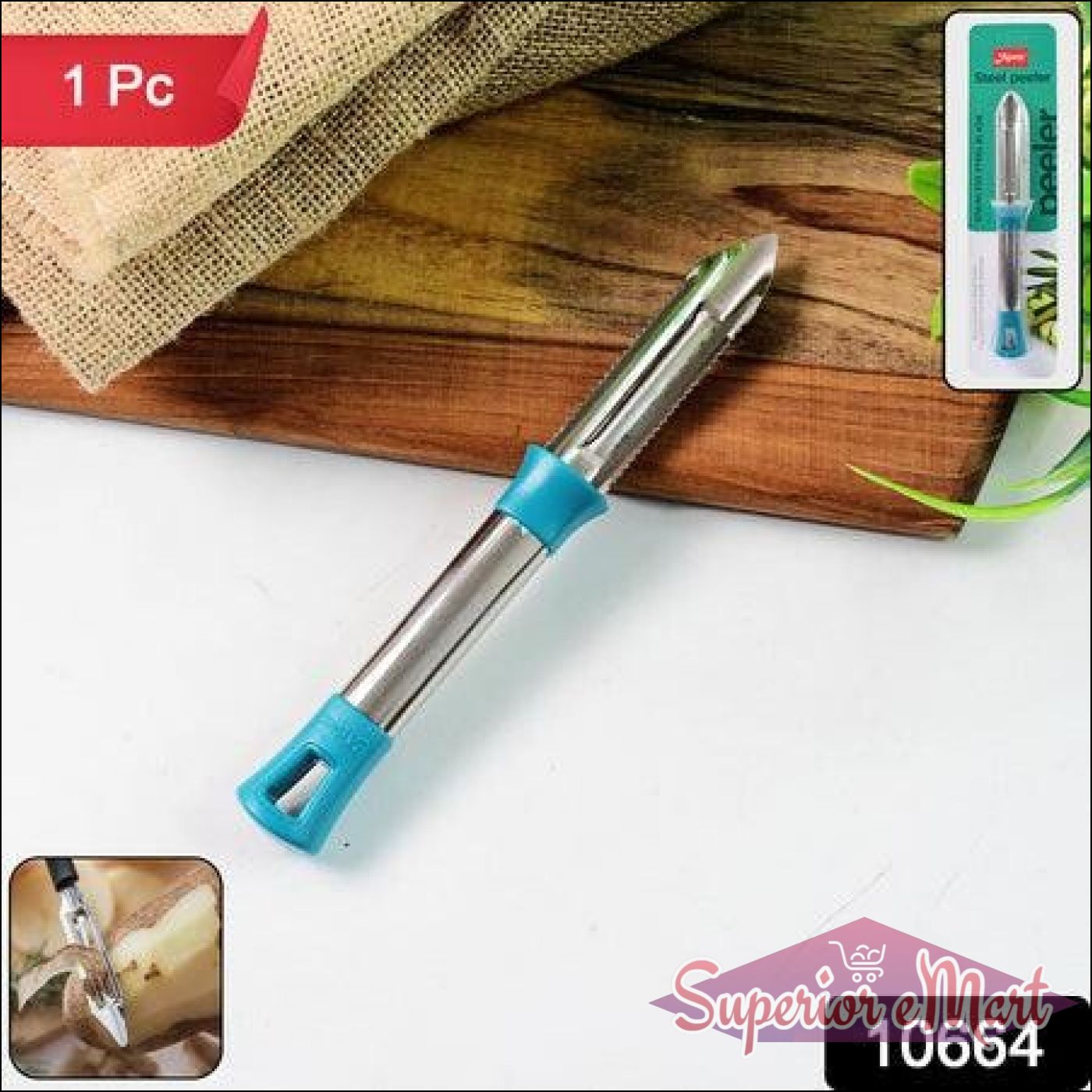 Superior eMart stainless steel vegetable peeler with ergonomic handle for easy peeling in the kitchen