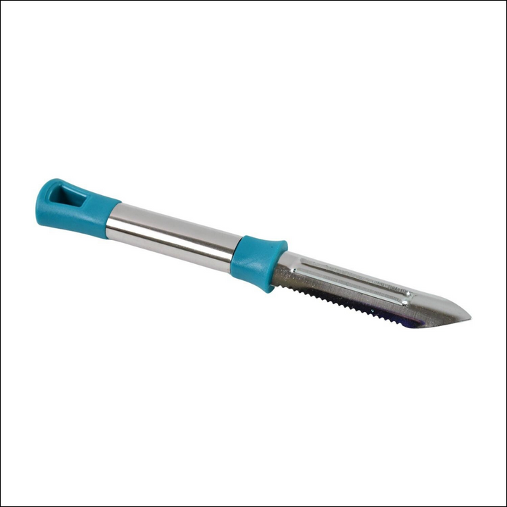 Ergonomic stainless steel vegetable peeler with a comfortable grip for easy peeling