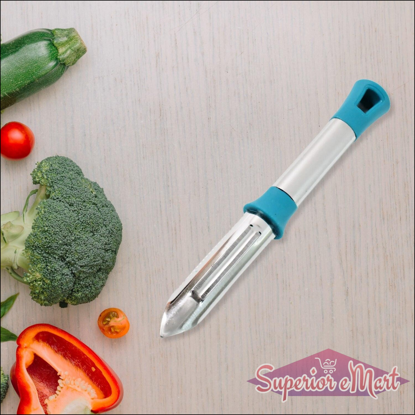 Superior eMart stainless steel vegetable peeler with ergonomic handle for efficient peeling