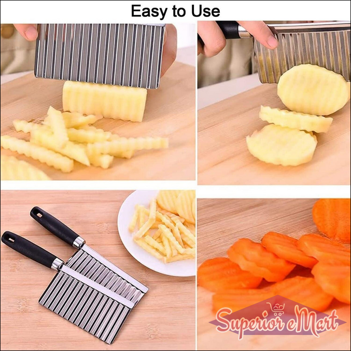Stainless Steel Vegetable Salad Chopping Knife Crinkle Cutters - Superior eMart