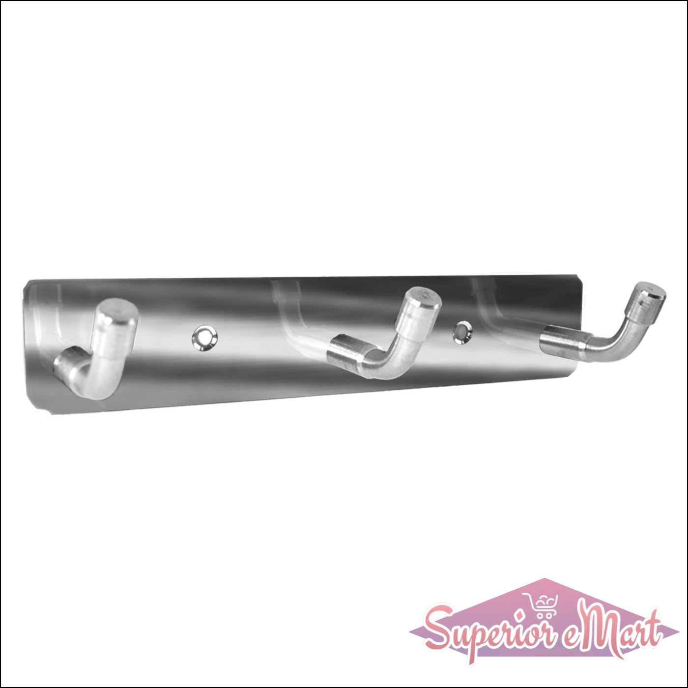 Stainless steel wall mounted coat rack with three durable hooks for organized entryways