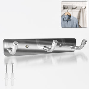 Stainless steel wall mounted coat rack with multiple hooks for efficient space-saving organization