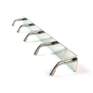 Durable stainless steel wall mounted coat rack with five hooks for efficient space organization