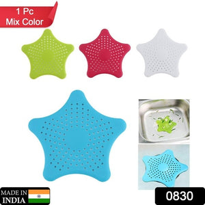 Set of star shape sink strainers in blue, red, green, and white for effective kitchen drainage
