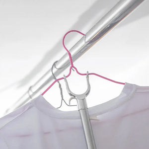 Steel telescopic hanger tool with adjustable grip for easy clothing organization