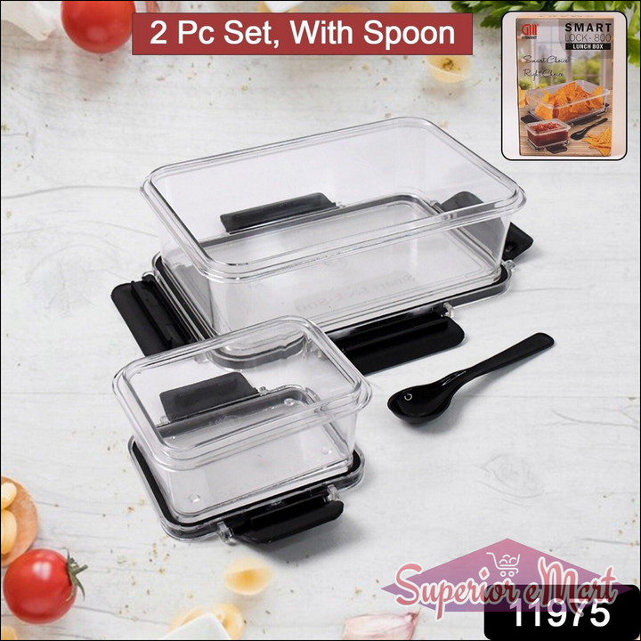 2-Pc 800ml and 250ml Storage Box Set with Spoon - Superior eMart