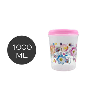 3 piece storage container set with floral design, includes 1000 ML container for kitchen organization