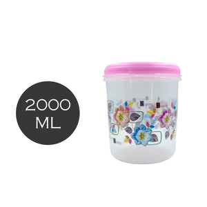 3 piece storage container set with colorful floral design and 2000 ml capacity for kitchen organization
