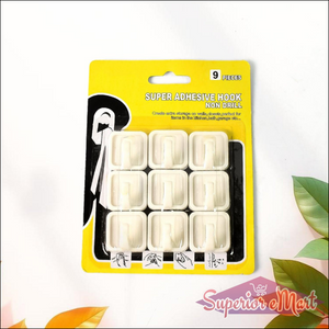 Strong Adhesive Wall Hooks 9 Pcs - Superior eMart