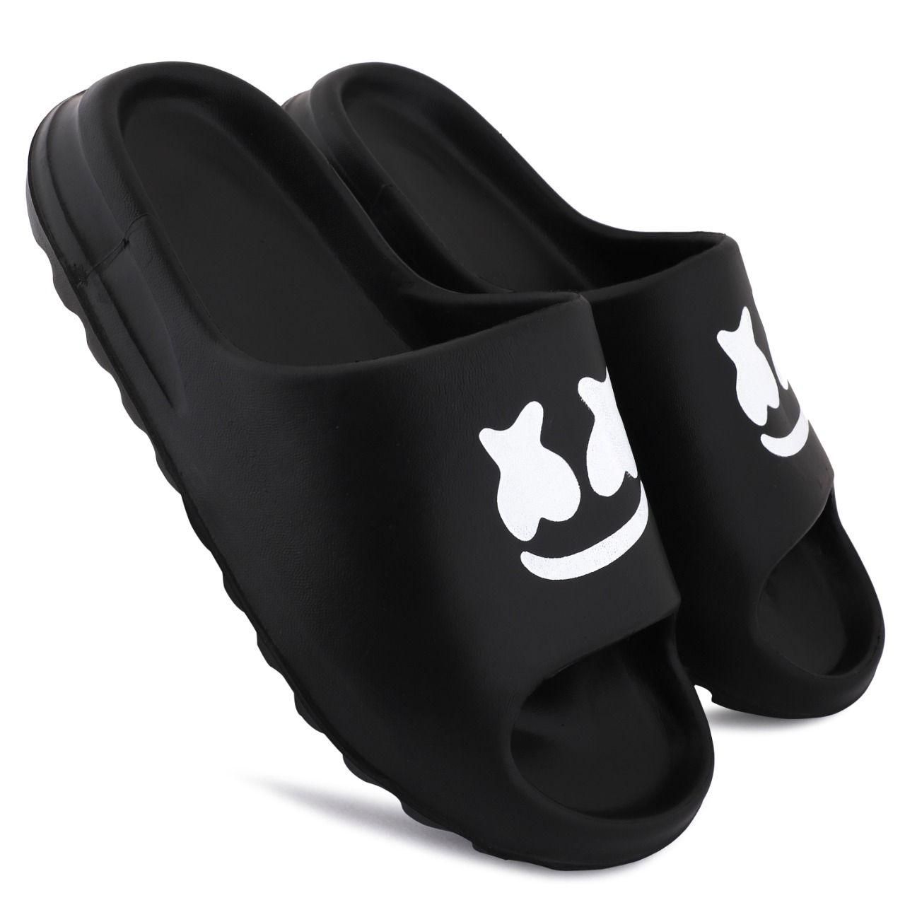 Stylish Black Slider with a comfortable design and signature logo for casual wear