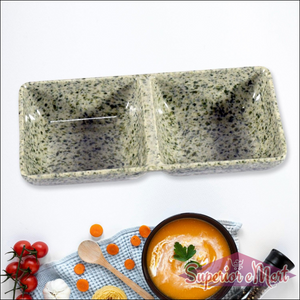 Ceramic tea cups with snacks platter set featuring a stylish two-compartment design