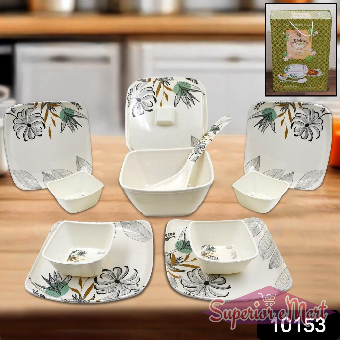 Superior eMart 11 Piece Tableware Dinner Set with Floral Design - Superior eMart
