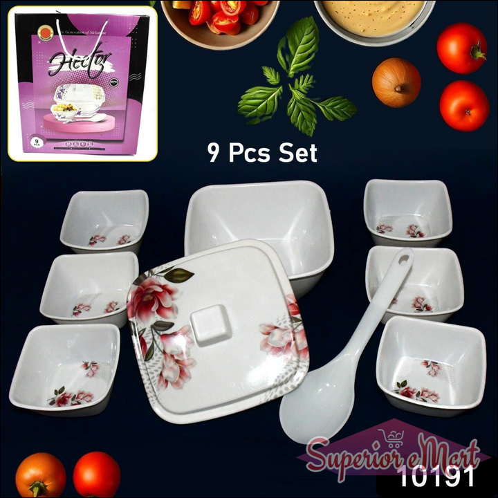 Superior eMart 9 Piece Dessert Bowl Set with Floral Design - Superior eMart