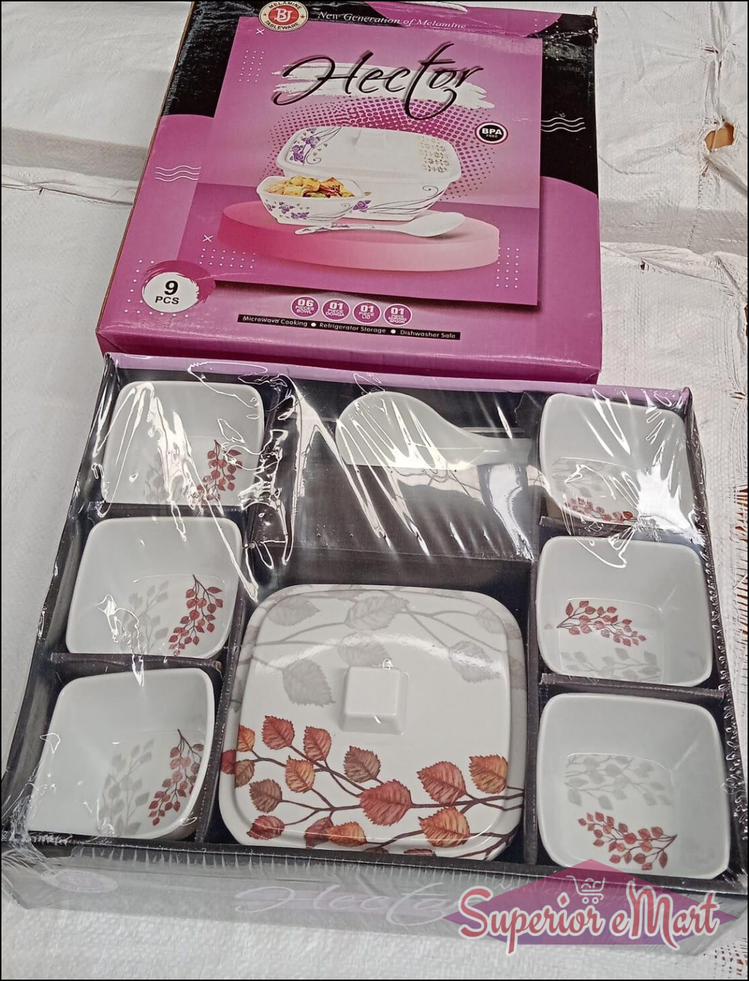 Superior eMart 9 Piece Dessert Bowl Set with Floral Design - Superior eMart