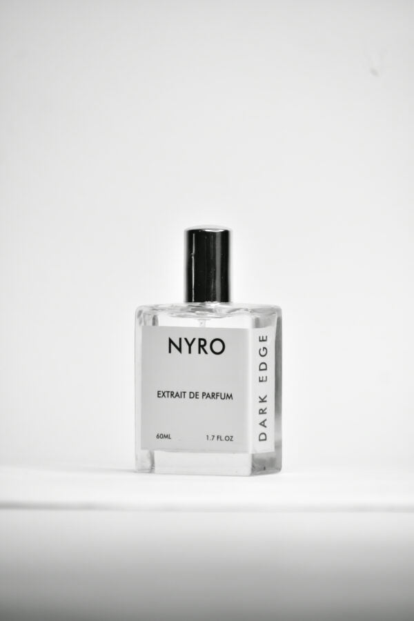 Nyro Dark Edge Extrait de Parfum in a sleek glass bottle, 60ml size for a bold scent