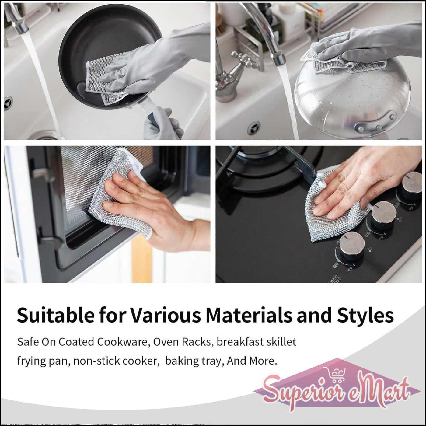 Superior eMart Microfiber Scrubber Cloth for Kitchen - Superior eMart