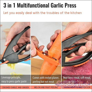 Superior eMart Multifunctional Garlic Press with Peeler & Cleaner 1 Pc - Superior eMart
