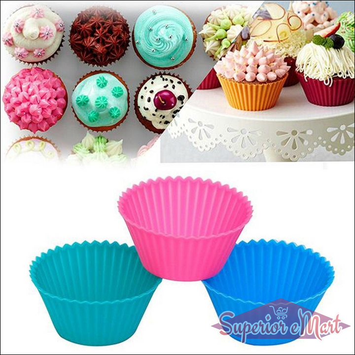 Superior eMart Silicone Cupcake Baking Molds - 12 Pack - Superior eMart