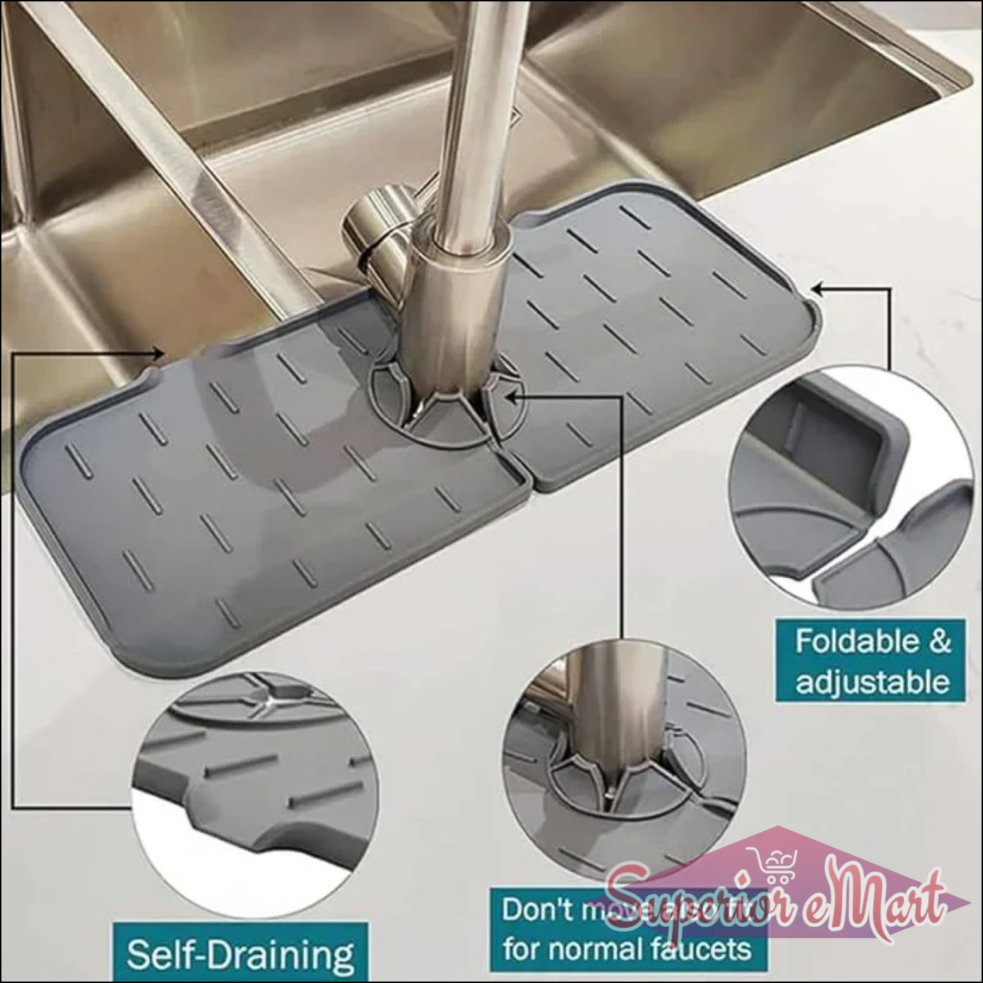 Superior eMart Silicone Sink Faucet Mat for Drip Control - Superior eMart