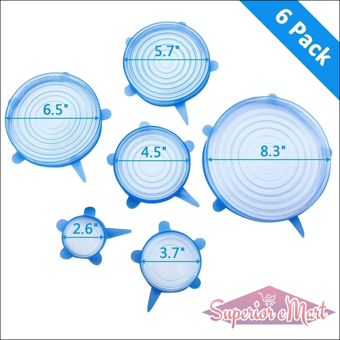 Superior eMart Silicone Stretch Lids Set - 7 Sizes - Superior eMart
