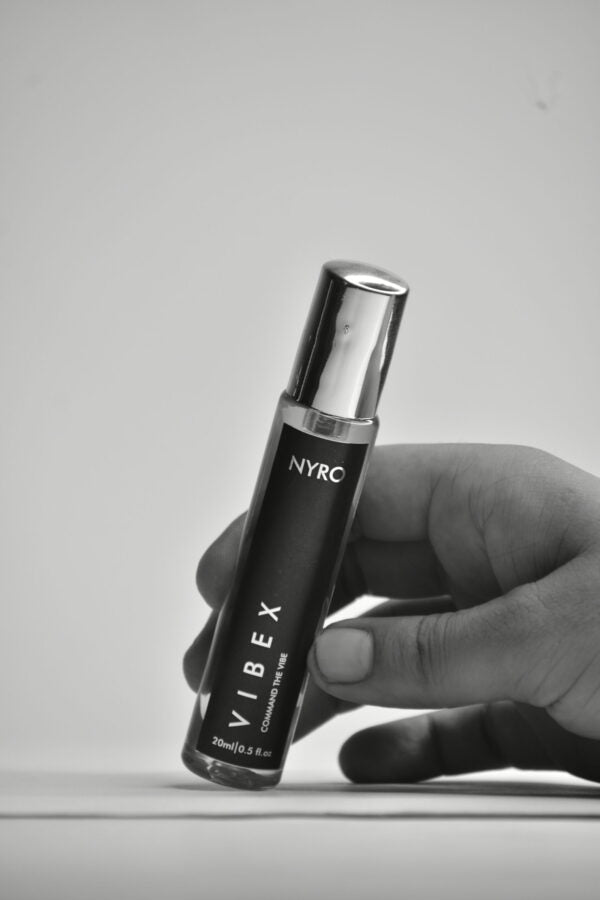 Nyro VIBEX Perfume Bottle with Sleek Black Design for Modern Fragrance Enthusiasts