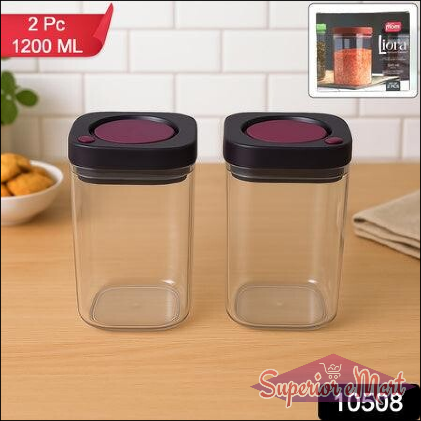 Supermom Airtight Kitchen Storage Containers (2 Pc Set  1200ml) - Superior eMart