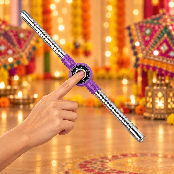 Steel Dandiya Stick Pair With Bearing Center Textured Grip And Tassel
