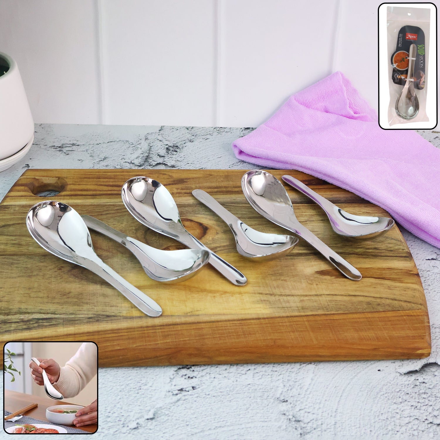 Stainless Steel Soup Spoon Set 6 Pieces