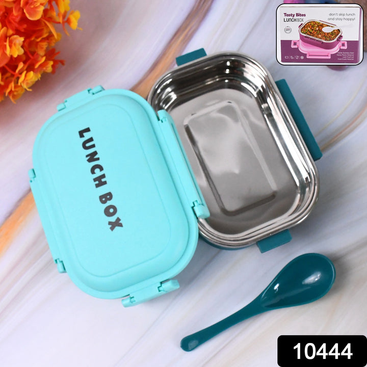 Superior eMart insulated leakproof lunch box with teal outer case and stainless steel interior with spoon