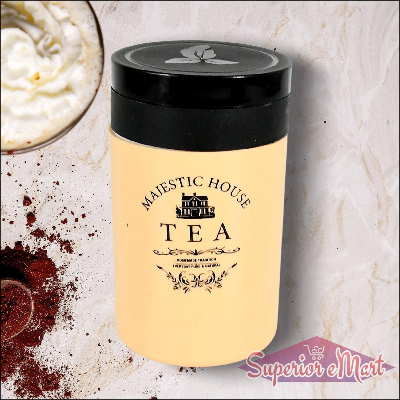 Airtight tea sugar coffee container set in cream color, ideal for keeping contents fresh and organized