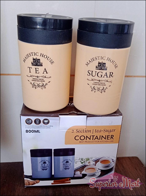 Airtight tea sugar coffee container set featuring two stylish containers for kitchen organization