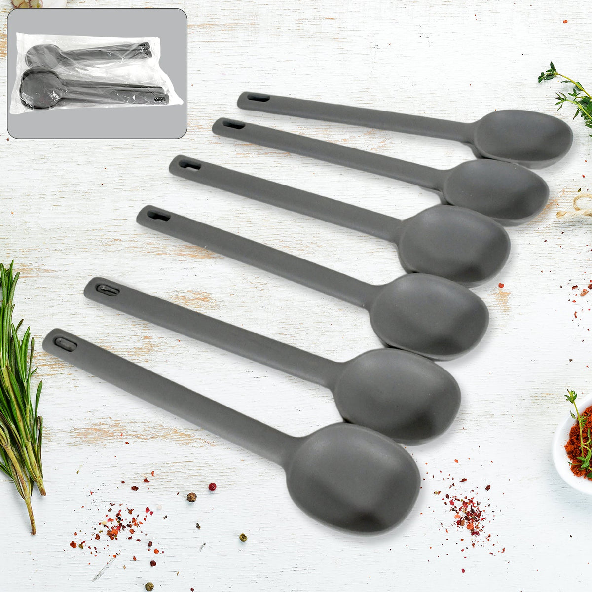 Multipurpose Silicone Spoon, Silicone Basting Spoon Non-Stick Kitchen Utensils H - 5690_silicone_cooking_spoon_6pc_no26