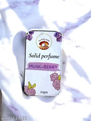Musk berry solid perfume by Superior eMart in a stylish tin with floral design, 10 grams