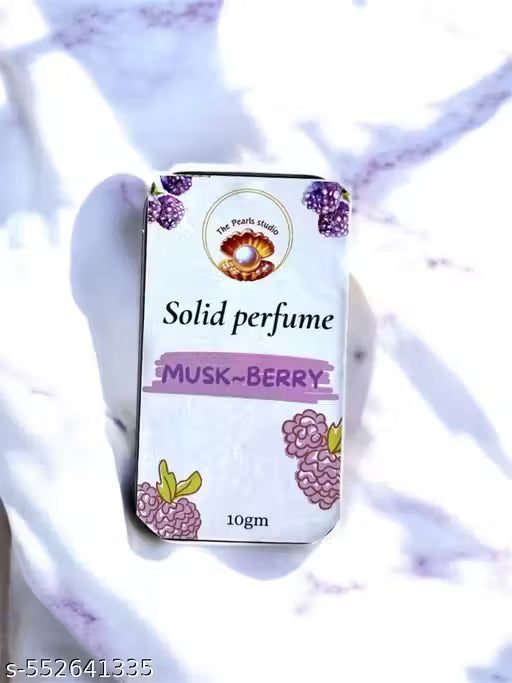 Musk berry solid perfume by Superior eMart in a stylish tin with floral design, 10 grams
