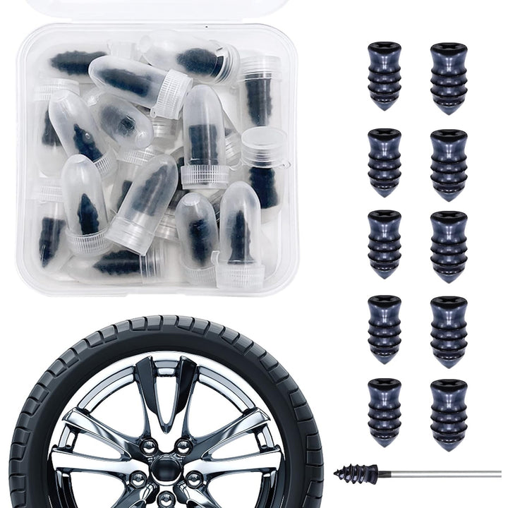 Tire repair rubber nails set with 30 pieces and a tire installation tool for quick repairs